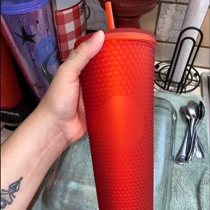 Studded Starbucks venti cup red/orange color